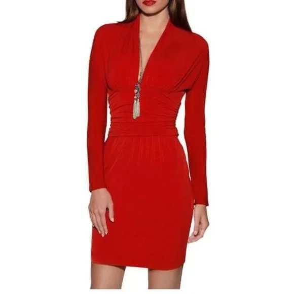 Boston Proper Dresses & Skirts - Boston Proper Plunging Stretch Jersey Dress Red sz S Women's